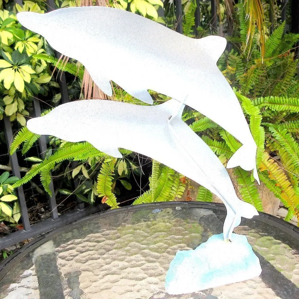 White & Aqual Metal Dolphin Decor